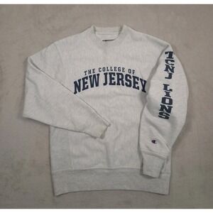 Vintage College of New Jersey Sweatshirt Mens Small Champion Gray Pullover